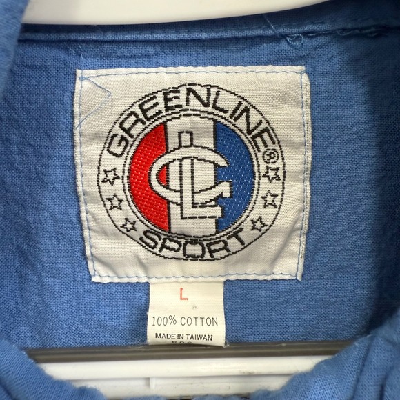 Greenline Sport Vintage Pullover Short Sleeve Blue White L Mens Top - Picture 3 of 5